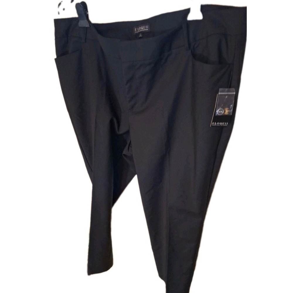 Eloquii Women's Black Slacks Dress Pants Trousers Size 22 wide leg 28 Inseam 198